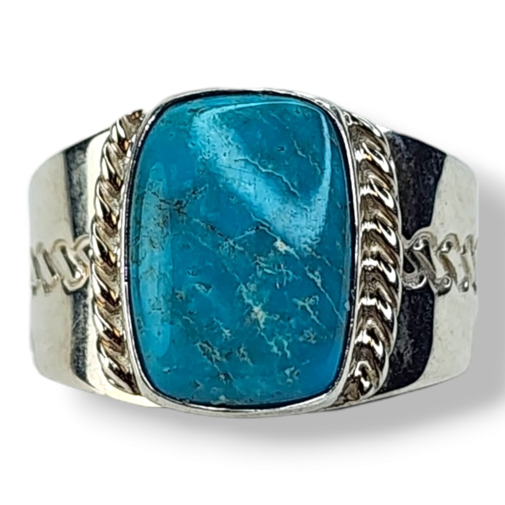 Jay King Ring Sterling Silver 10.25 Blue‎ Turquoise Desert Rose Trading Textured